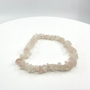Rose Quartz Chip Stretch Bracelet - Boho Healing Energy Jewelry Gift